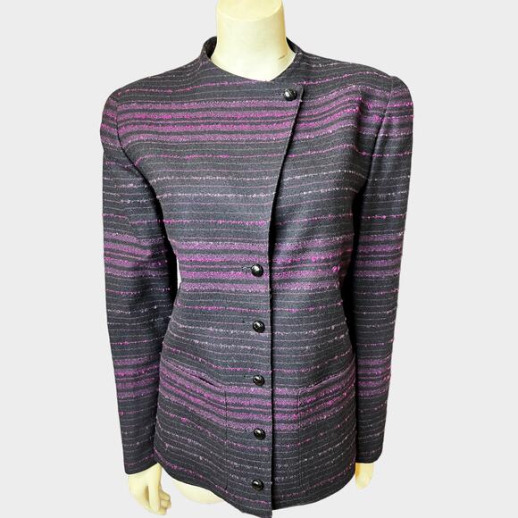 Christian Dior Black Fuchsia Blazer Jacket with Shoulder Pads - Picture 1 of 7